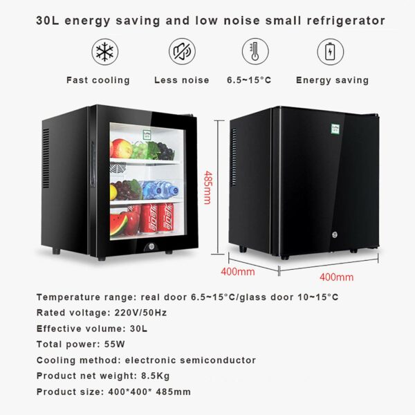 30L Mini Fridges, Upright Cosmetics Fridge Table Top Large Capacity Refrigerator, LED Light + Lock & Key, Low Noise, Low Energy A+, Fast Cooling, for Home,Hotel,Bar,Dorms,Apartment,Office,B