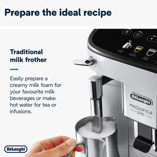 De'Longhi Magnifica Evo, Bean to Cup Coffee and Cappuccino Maker, ECAM292.33.SB, Silver