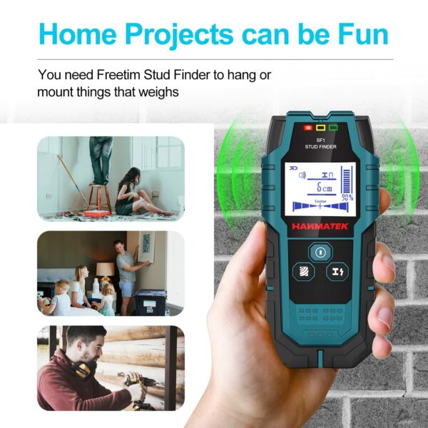 Hanmatek Stud Finder SF1 Wall Scanner 4 in 1 Electronic Stud Sensor with Depth Tracker, Unit Change, for Wood, Metal, Cables, Circuits Detect in Walls