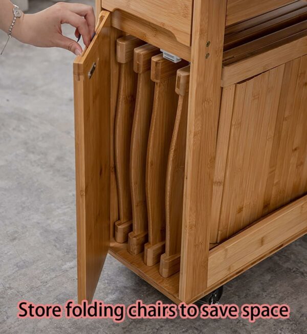 Folding Dining Table with Drawer - Mobile Butterfly Drop Leaf Table for Space Saving, Includes 4 Chair Storage - 1.4m Foldable Dining Table