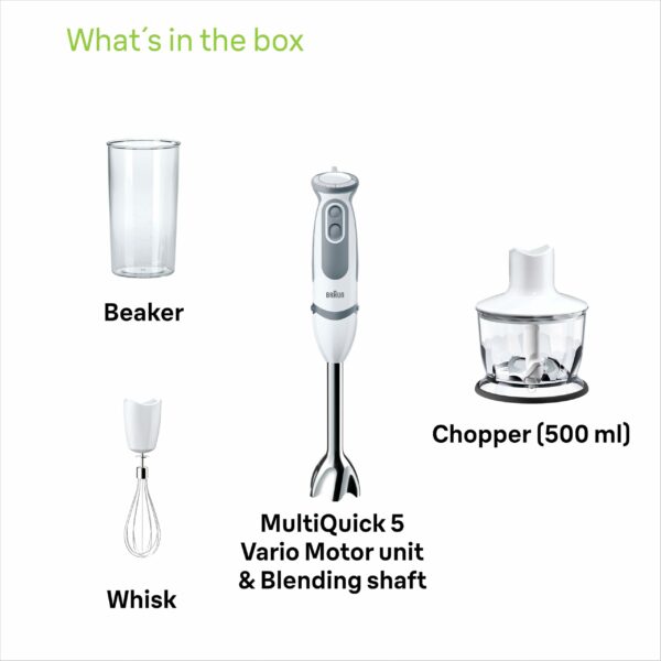 Braun MultiQuick 5 Vario MQ5235 Hand Blender, Sauce Mixer, BPA-Free Plastic Beaker - White/Grey