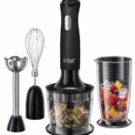 Russell Hobbs Desire 3 in 1 Electric Hand Blender, Fruit & Veg Mini Chopper & Whisk attachment, Stainless steel blending leg, whisk & blades, 500ml capacity chopping bowl & 700ml beaker, 500W, 24702