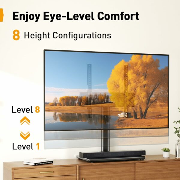 Perlegear Universal Swivel TV Stand for 24-60 inch TVs up to 45kg, Height Adjustable Table Top TV Stand, TV Base Stand with Tempered Glass Base, Pedestal TV Stand with Bracket Max VESA 400x400mm