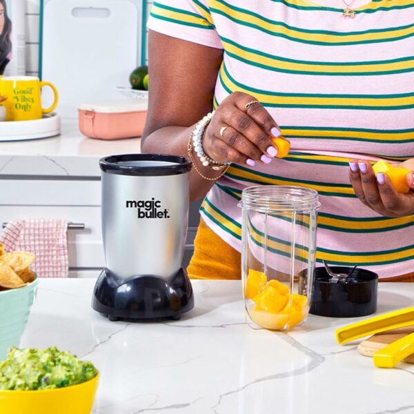 nutribullet magic bullet Starter Kit - All-in-one Food Processor & Blender - 10,000 RPM Speed - 4 Piece Kit with 1x High Torque Power Base, 1x Tall Cup & Flip Top Lid & 1x Cross Blade - For Meal Prep