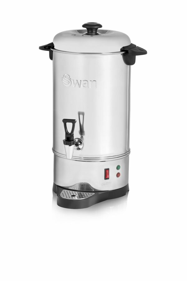 Swan SWU10L Catering Urn with Automatic Temperature Control, Drip Tray, 10L, 1600W, Stainless Steel, Silver