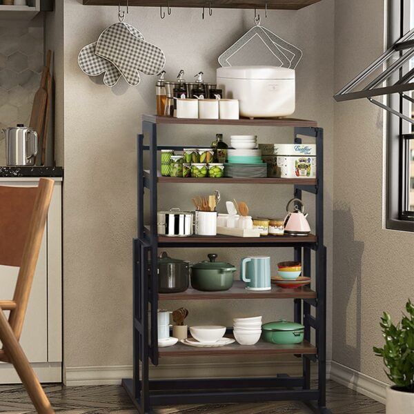 DISHENGZHEN Space Saving Convertible Shelf Table, Multipurpose Converting Kitchen Dining Table to Shelf, Wood and Metal Convertible 2 in 1 Bookshelf to Dining Table