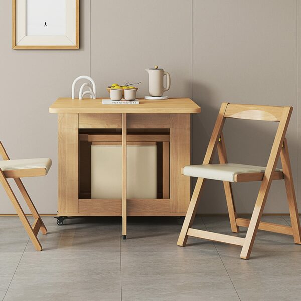 oiakus Extendable Dining Table Set, Wooden Folding Dining Table With 4 Chairs