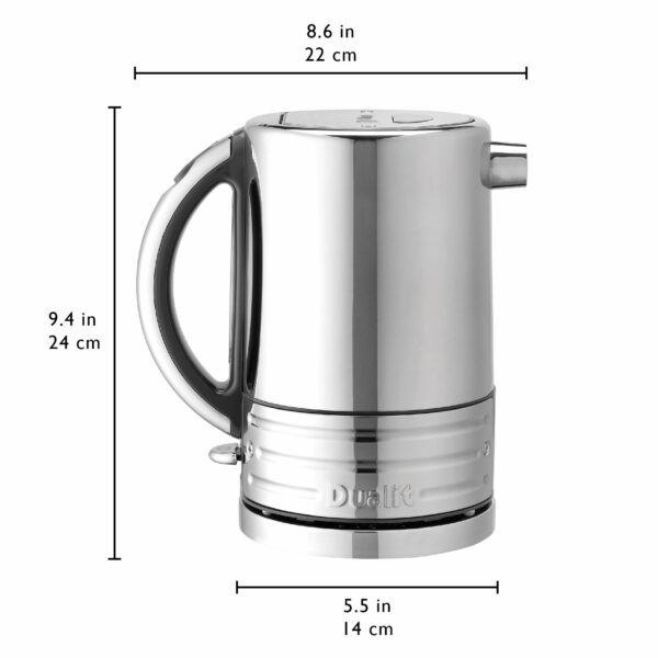 Dualit Architect Kettle | 1.5 Litre 2.3 KW Stainless Steel Kettle With Grey Trim | Rapid Boil and Patented Pure Pour Non-Drip Spout | Measuring Window with Cup Level Indicators