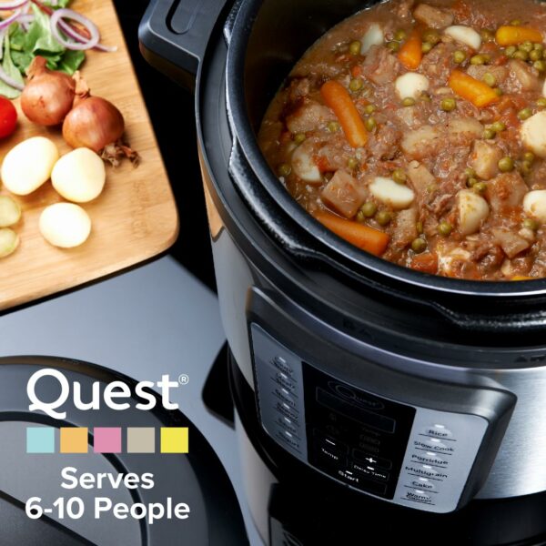 Quest 63009 Pressure Cooker Electric 6L / 12-in-1 Multi-Function Cooker/Stainless Steel Housing / 1000W / Slow Cook, Steam, Roast, Keep Warm & More/Recipe Book Included