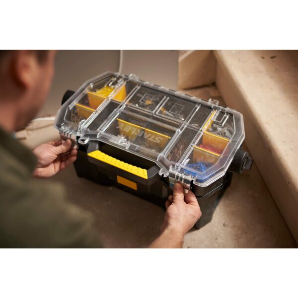 Stanley Toolbox Tote Plus Storage Organiser, Heavy Duty Metal Latch, Removable Dividers, 19 Inch, STST1-70317