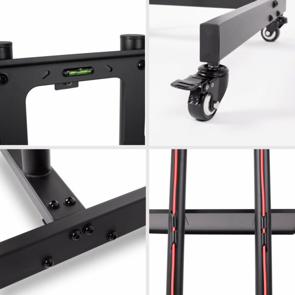 Duronic TV Stand Chrome & Glass Stand for 30” -80” Flat Screen Television LCD/LED/OLED/QLED, With Tilt & Swivel, VESA Up to 600x400, Capacity, With Media Shelf (TVS5T1)