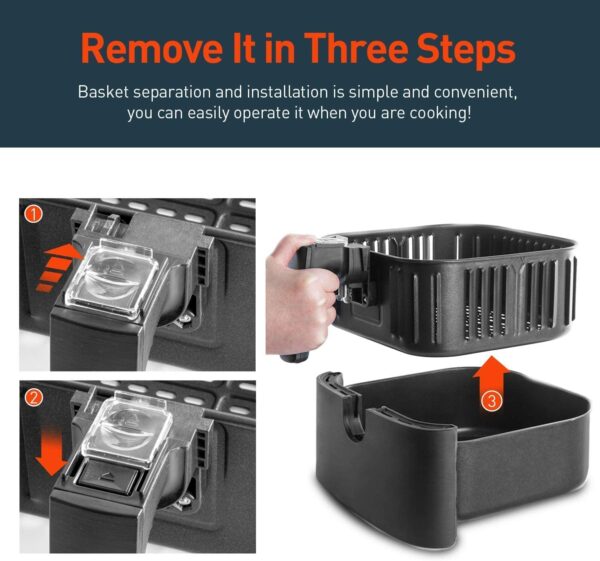 COSORI Replacement 5.5L Black CP158-AF, CS158 & CO158 Air Fryers, Non-Stick Fry Basket, Dishwasher Safe, C158-FB