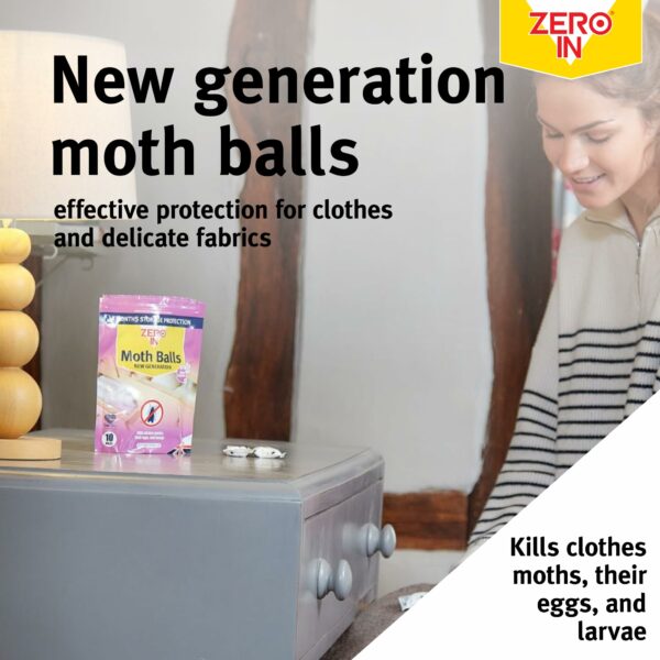 Zero In New Generation Moth Balls - Effective Moth Killer for Wardrobes - Up To 3-Months Protection - Advanced Transfluthrin Formula - For Drawers, and Storage Bags - 30 Pack