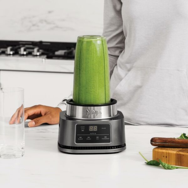 Ninja Foodi Power Nutri Blender 2-in-1, Blend Smoothie Bowls, Thick Spreads & Frozen Drinks, Automatic Programs, 700ml Cup & 400ml Bowl with with Power Paddle, 1100W, Silver CB100UK