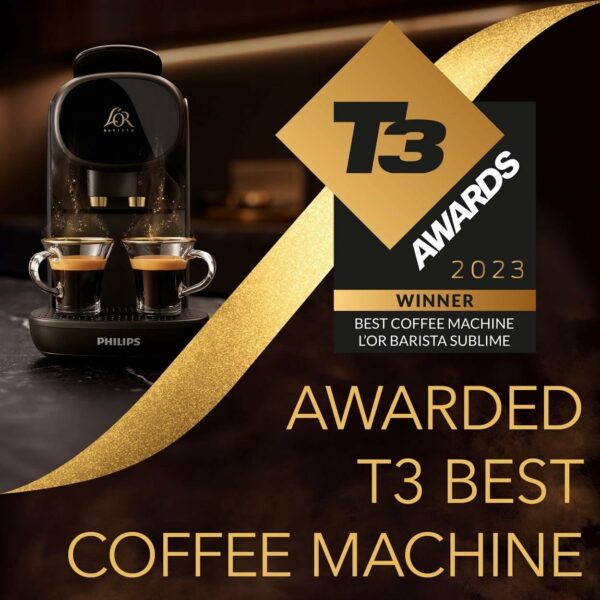 Versuni Philips L'OR Barista Sublime Capsule Coffee Machine, Double Shot, 1 or 2 Cups, Full Coffee Menu, Black (LM9012/60)