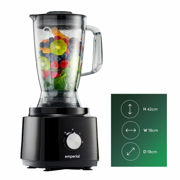 Emperial Food Processor and Blender – 2L Bowl, 1.8L Jug, Multifunctional 8in1 Citrus Juicer, Shredder, Slicer, Emulsifier & Grater – Features 2 Speeds + Pulse Control