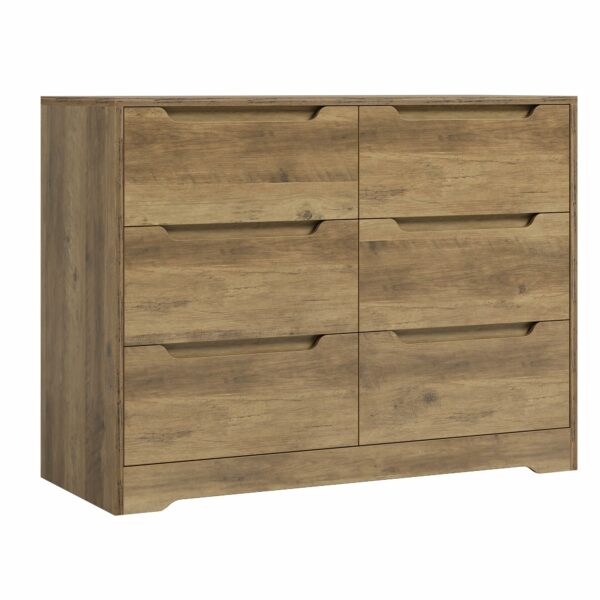 Chest of Drawers, 6 Drawer Bedroom Cabinet with Handleless, Wooden Bedside Table Storage Cabinet for Bedroom, Living Room, Hallway