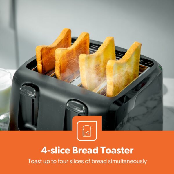 Geepas 4 Slice Bread Toaster with 6 Level Browning Control | Removable Crumb Tray, Cancel Function