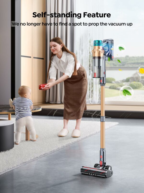 Smoture Cordless Vacuum Cleaner, 550W 45KPA Stick Vacuum with Touch Screen, Up to 60 Mins Runtime, Self-Standing Vacuum
