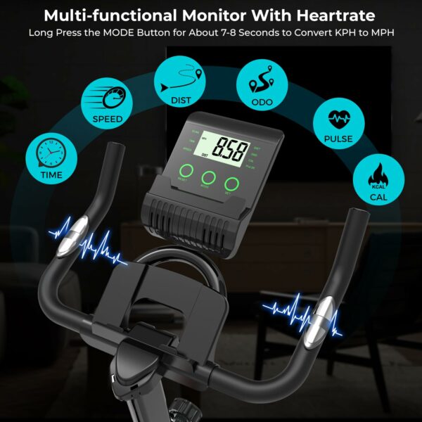 Micyox MX87 Magnetic Exercise Bike With 26lb Flywheel, Digital Monitor with Heart Rate Sensor, iPad/Phone Holder For Heavy People Home Use