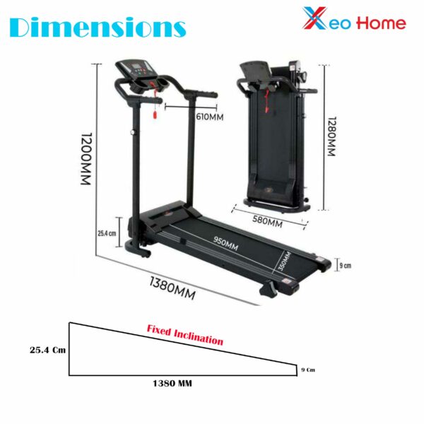 Foldable Treadmill XEO HOME Treadmills for Office Home Indoor Gym Cardio Workout Fitness Heavy Duty Space Saving Folding Best Running Walking & Jogging Machines LCD Water Bottle Holder & Pad Mobile