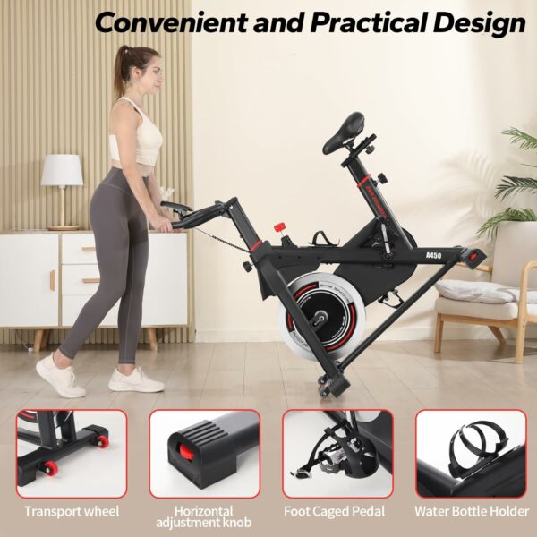 Exercise Bike, Indoor Cycling Bike with Comfortable Seat Cushion for Home Gym Use, Exercise Equipment with LCD Display & Tablet Holder Fitness Workout Cardio Training Machine