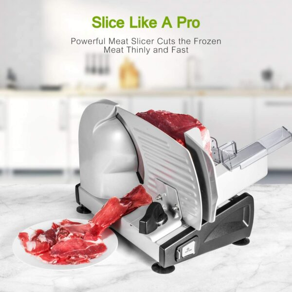 OSTBA SL-518 Electric Deli Food Slicer with Child Lock Protection, Removable 19cm Stainless Steel Blade and Food Carriage, 0-15mm Adjustable Thickness Food Slicer Machine for Meat, Cheese, Bread,150W