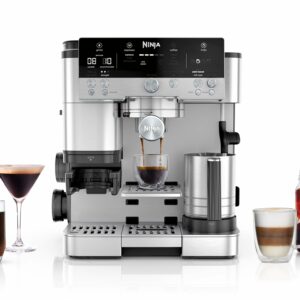 Ninja Luxe Premier 3-in-1 Coffee Machine Easy to Use, 4 Automated Froth Presets, Silver, ES601UK