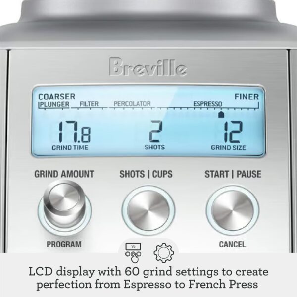 Sage - The Smart Grinder Pro - Conical Burr Coffee Grinder - Programmable, Automatic, Brushed Stainless Steel