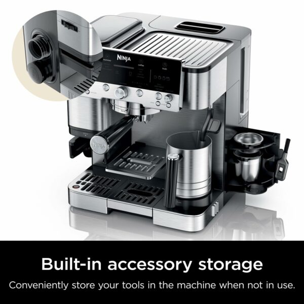 Ninja Luxe Premier 3-in-1 Coffee Machine Easy to Use, 4 Automated Froth Presets, Silver, ES601UK