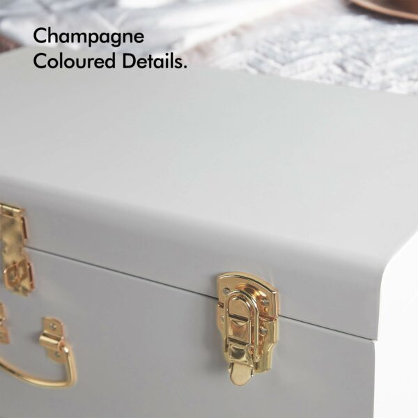 Beautify Extra Large Storage Trunks Set of 2 Storage Chests Stackable for Bedroom, Living Room, Dressing Room, Hallway – White Champagne Colour