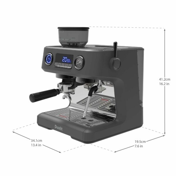 Dualit Espressivo Pro Coffee Machine - Dual Boiler - Integrated Coffee Bean Grinder - Steam Wand - 2.8L Removable Water Tank - Built in Warming Plate - 20 Bar Pressure - Stainless Steel