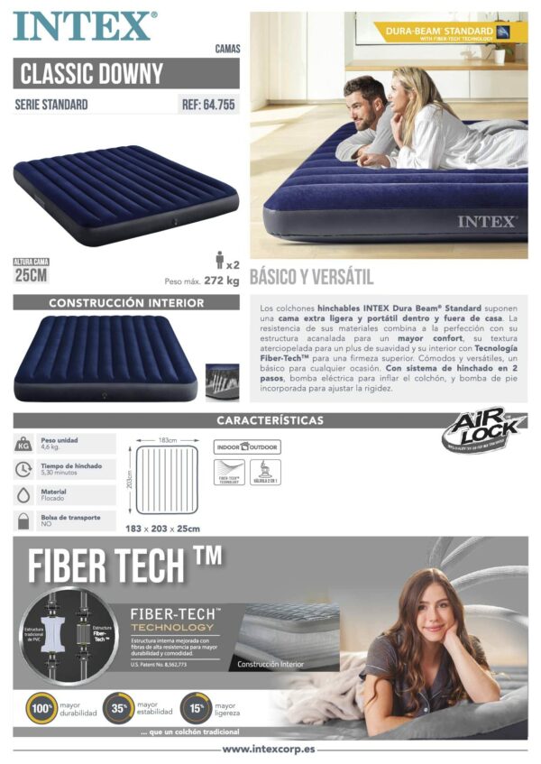Intex Inflatable Bed, 64755, multicoloured, 183 x 203 x 25 cm