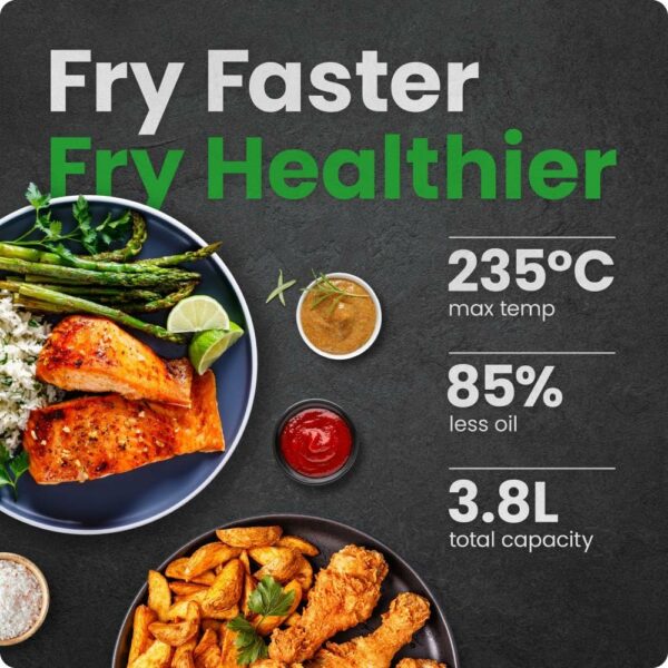 Chefman 3.8L Air Fryer, Touch Controls with 4 Presets, Compact Air Fryer with Hi-Fry Technology for Extra Crisp, Quick & Easy Meals, Nonstick & Dishwasher Safe Basket, Black