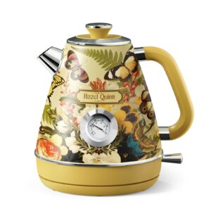Hazel Quinn x Eduardo Recife Electric Kettle - 1.7L Hot Water Boiler, 2200W Fast Boiling, All Stainless Steel Interior, Cordless, BPA-Free, Auto Shut-Off & Boil Dry Protection - Floral Printed Design