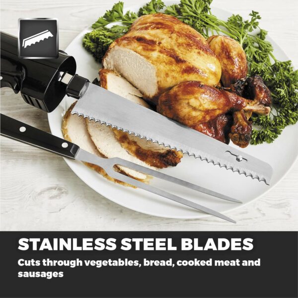 Tower T19028 Electric Knife with One Touch Operation, Ergonomic Design and Storage Case, 120W, Black, 1 Pack