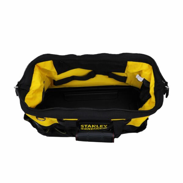 Stanley Fatmax Technician Tool Bag, Heavy Duty 600 Denier and Leather, Multifunctional Tool Storage Organiser, 18 Inch, Black/Yellow, 1-93-950