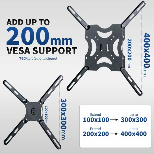 VIVO Steel VESA Extension Mount Adapter Brackets for Screens 32 to 55 inch LCD LED TV, Conversion Plate Kit for VESA up to 400x400mm (MOUNT-AD400B)