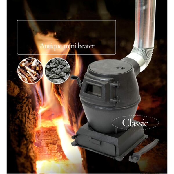 DISHENGZHEN Pure Cast Iron Coal Fire, Wood Stove, Viewing Window, Multi-Purpose Camping Stove for Tent, Indoor, Villa, Shelter, Heating and Cooking