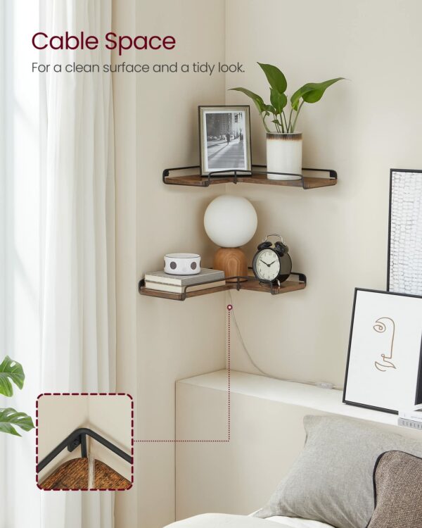 Vasagle Floating Shelves, Set of 2, L-Shaped Corner Shelves for Wall, Corner Wall Shelf, Industrial Style