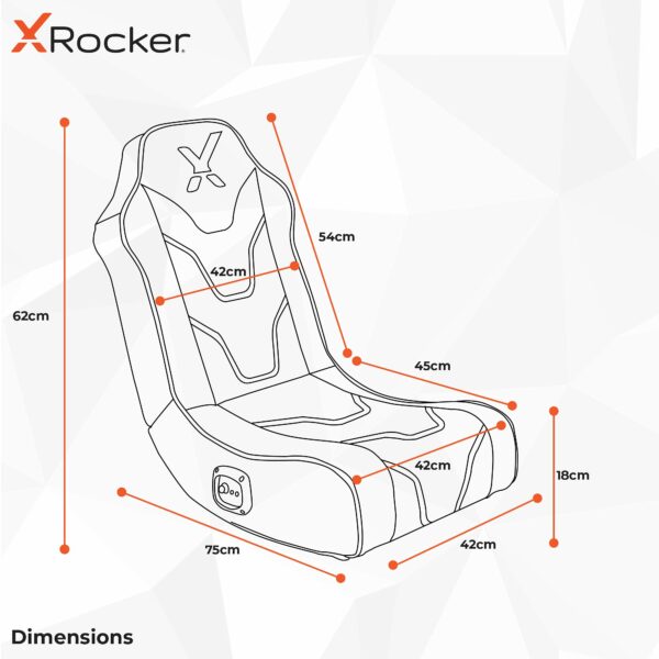 Hermes 2.0 Floor Rocker Gaming Chair for Kids and Juniors, Low Folding Rocking Seat with Stereo Speakers, Faux Leather - Blue
