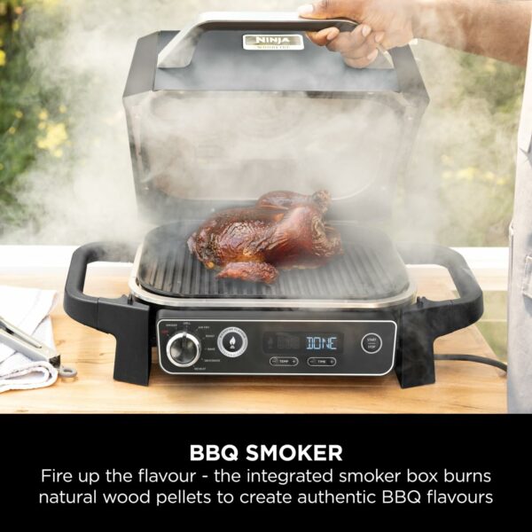 Ninja Woodfire Electric BBQ Grill Smoker, 7-in-1 Outdoor Grill Air Fryer, Roast, Bake, Dehydrate, Uses Woodfire Pellets, Weather Resistant