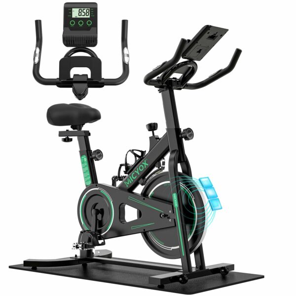Micyox MX87 Magnetic Exercise Bike With 26lb Flywheel, Digital Monitor with Heart Rate Sensor, iPad/Phone Holder For Heavy People Home Use