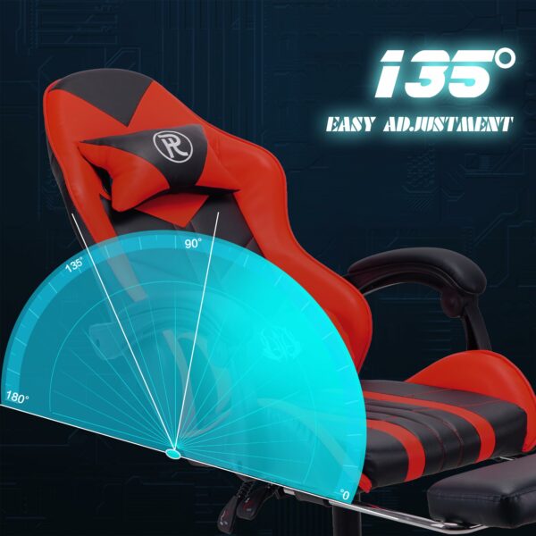 Play haha.Gaming chair Office chair Swivel chair Computer chair Work chair Desk chair Ergonomic Chair Racing chair Leather chair Video game chairs (Red,With footrest), 8021