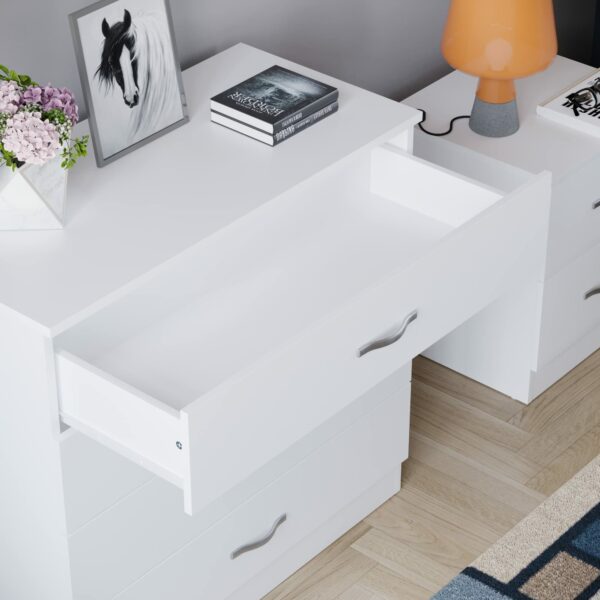 Vida Designs White Chest of Drawers, 4 Drawer Metal Handles Runners Anti-Bowing Support Furniture