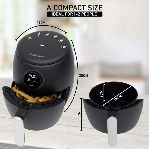 Belaco Air Fryer, 2L Digital Display, Rapid Air Circulation, Air Fryers, 60 Min Timer, Adjustable Temperature, Dishwasher Safe Basket BEL-AF-02