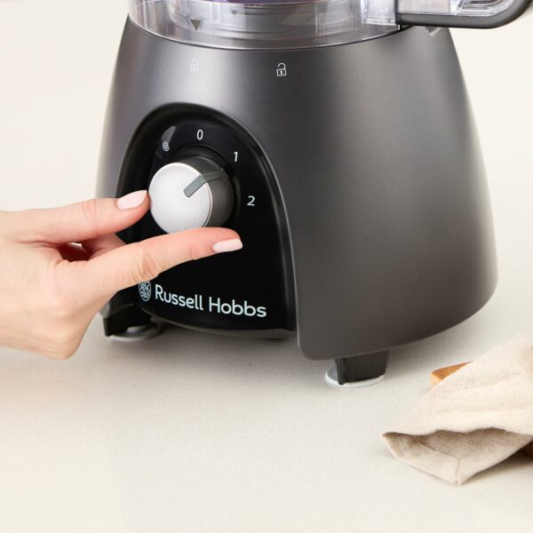 Russell Hobbs Food Processor [Blender/Chopper/Grinder/Vegetable Slicer] Electric Mixer (Kneading, Slicing, Chopping & Shredding, Dishwasher Safe Parts, 900W Peak power) Matte Charcoal 27111