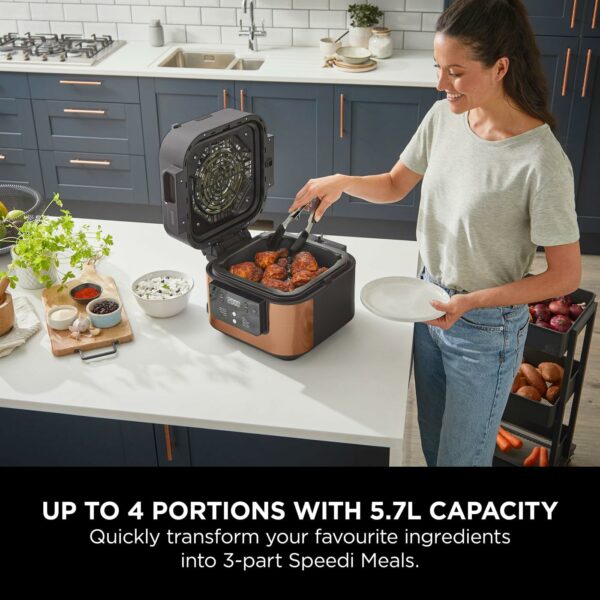 Ninja Speedi 10-in-1 Rapid Cooker, Air Fryer and Multi Cooker, 5.7L, Meals for 4 in 15 Minutes, Air Fry, Steam, Grill, Bake, Roast, Sear, Slow Cook & More, Cooks 4 Portions, Copper Black ON400UKCP