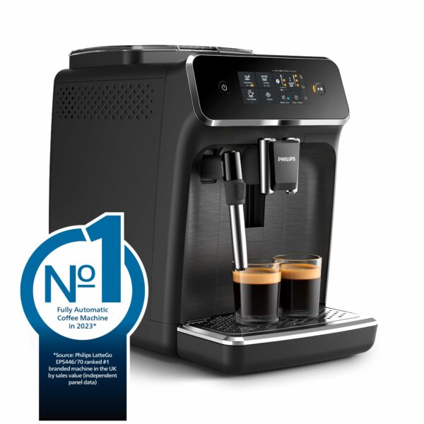 PHILIPS Series 2200 Automatic Espresso Machine, Classic Milk Frother, Intuitive Touch Display, 100% Ceramic Grinders, AquaClean Filter, Matte Black (EP2220/10)