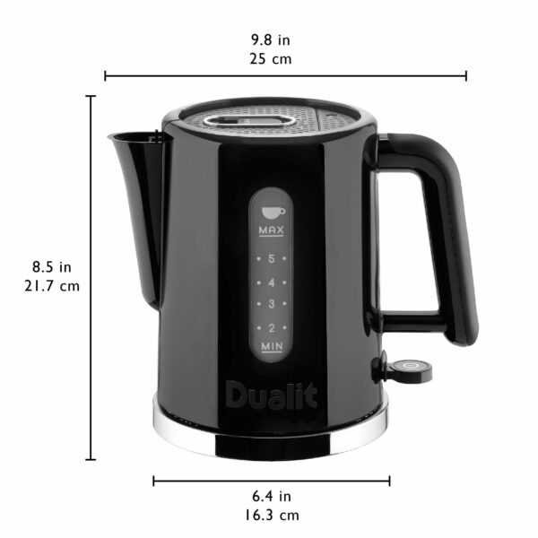 Dualit Studio Kettle | 1.5L 2.4KW Jug Kettle in Black with Polished Trim | Dual Measuring Windows | Fast Boiling BPA Free Kettle | Patented Sure Pour Technology|72110